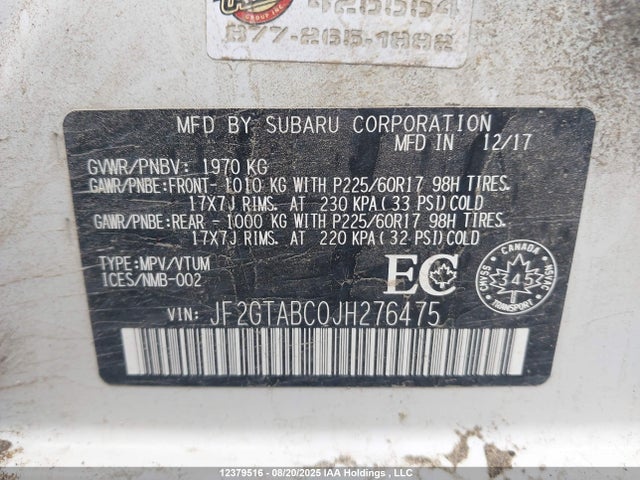 JF2GTABC0JH276475 Subaru naturally aspirated