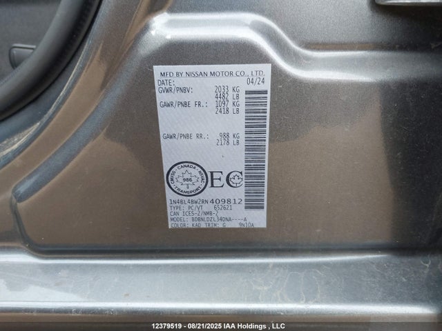 1N4BL4BW2RN409812 Nissan Altima