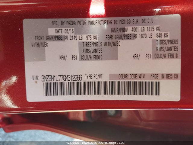 Mazda pe 2016 3MZBM1L77GM312266 Image 19