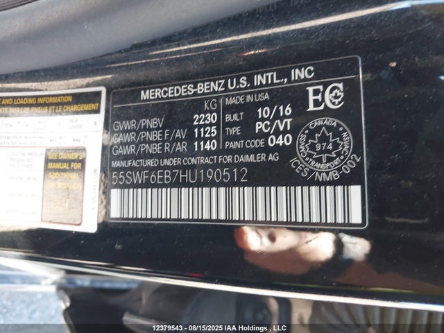 Mercedes-Benz C-Class 2017 55SWF6EB7HU190512 Image 9