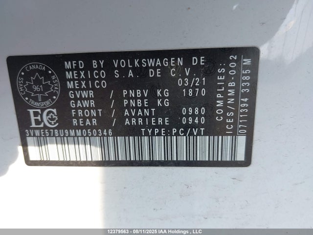 Volkswagen tsi 2021 3VWE57BU9MM050346 Image 9