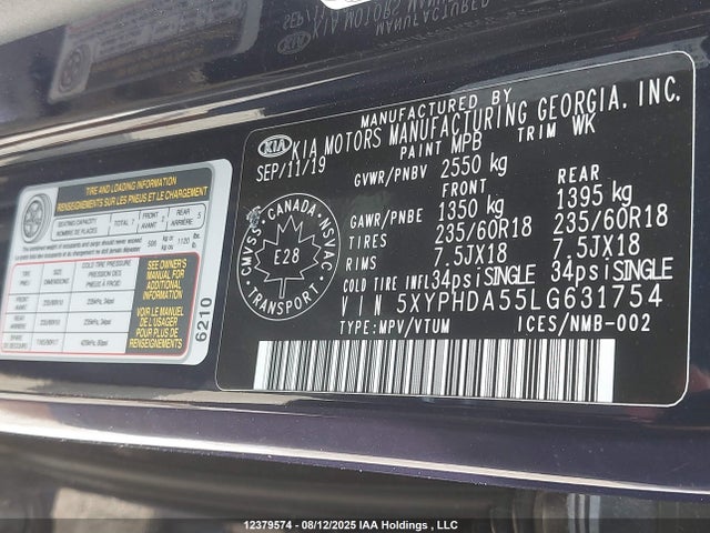 5XYPHDA55LG631754 KIA gdi lambda-ii
