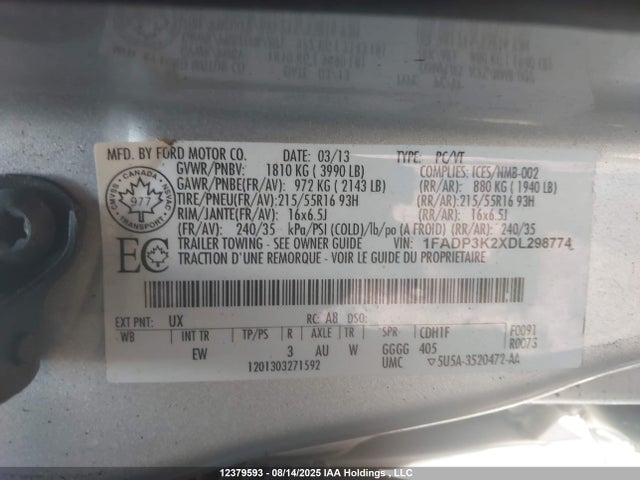 Aukcja sprzedaży 2013 Ford Focus Se, vin: 1FADP3K2XDL298774, numer aukcji: 12379593