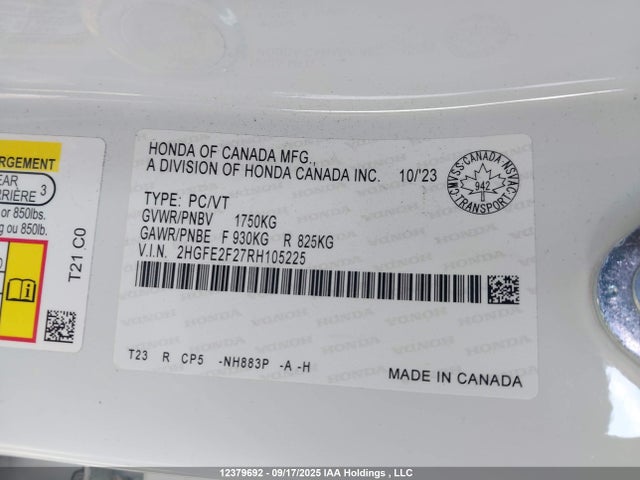 Honda k20c2 2024 2HGFE2F27RH105225 Image 9