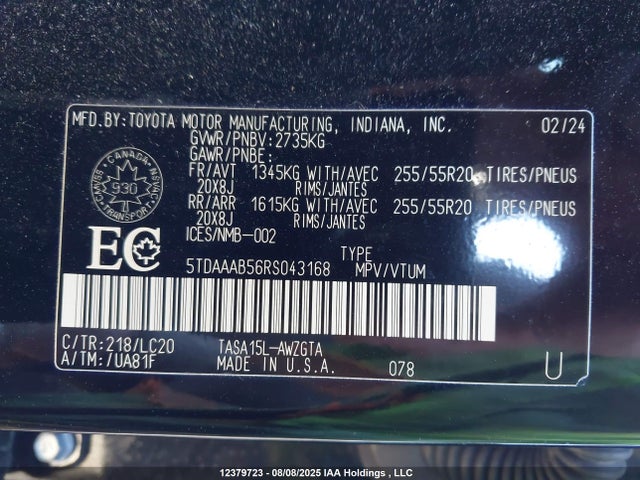 Toyota t24a-fts 2024 5TDAAAB56RS043168 Image 9