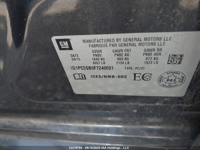 Chevrolet LUV 2015 1G1PC5SB9F7240691 Image 9