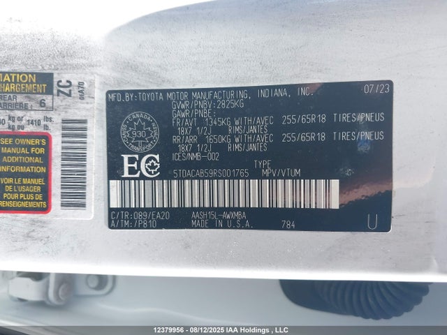 Toyota a25a-fxs, 5nm+4nm 2024 5TDACAB59RS001765 Image 9