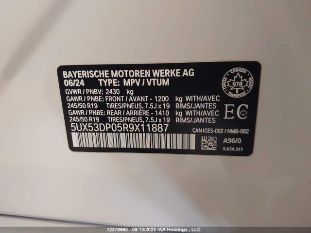 5UX53DP05R9X11887 BMW X3