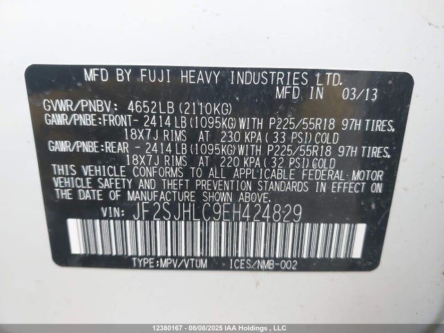 JF2SJHLC9EH424829 Subaru 2.5turbo c0