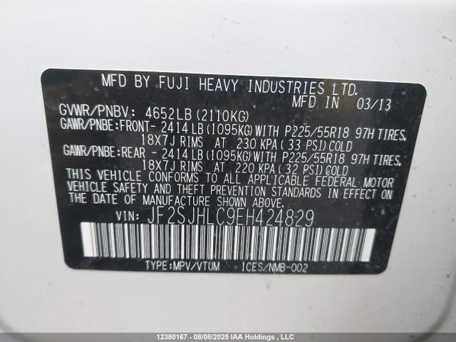 JF2SJHLC9EH424829 Subaru 2.5turbo c0