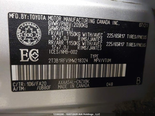 Toyota a25a-fks 2021 2T3B1RFV9MW218324 Image 19
