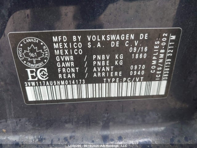 3VW117AU9HM014173 Volkswagen 1.8 tsi
