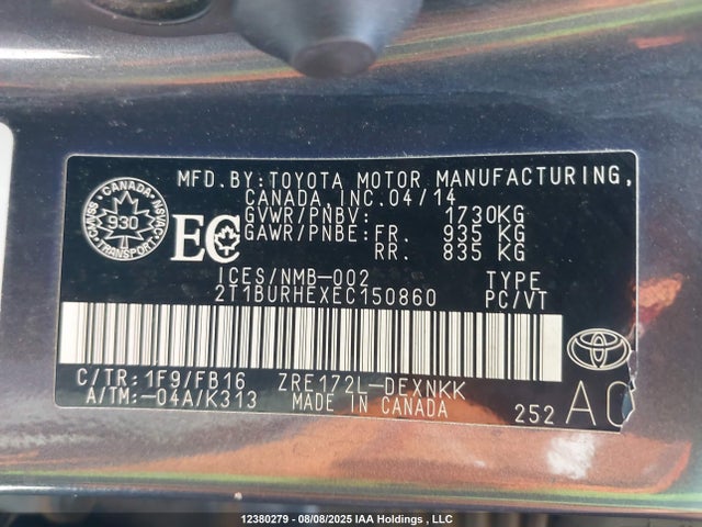 Toyota 2zr-fe 2014 2T1BURHEXEC150860 Image 18