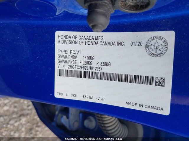 Honda k20c2 2020 2HGFC2F82LH012064 Image 9