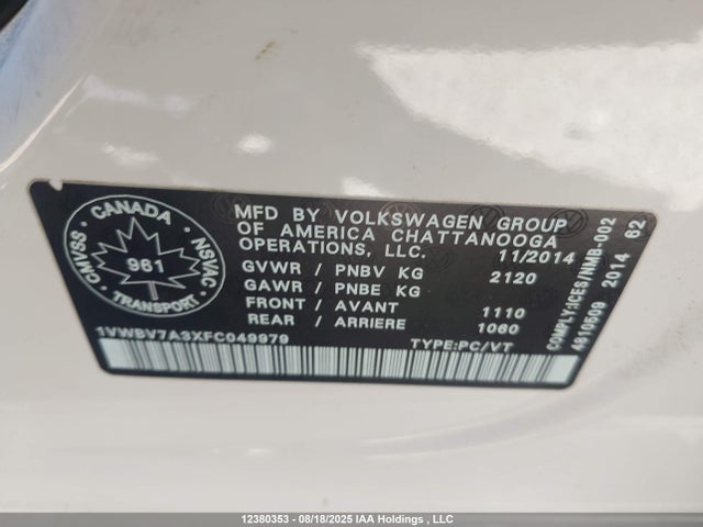 1VWBV7A3XFC049979 Volkswagen Passat