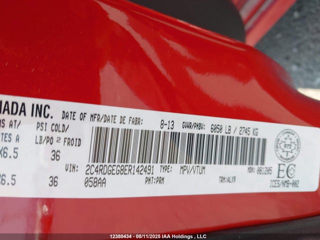 2C4RDGEG8ER142491 Dodge Grand Caravan