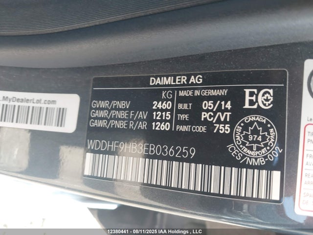 WDDHF9HB3EB036259 Mercedes-Benz E-Class