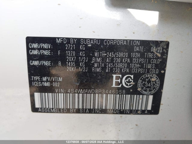 Subaru 2023 2023 4S4WMAWD8P3446058 Image 9