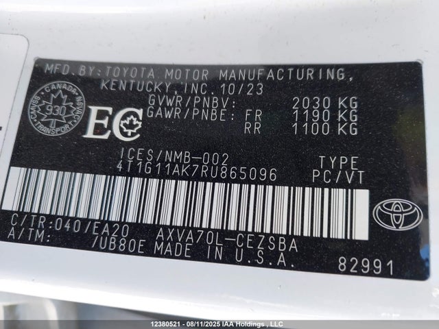 4T1G11AK7RU865096 Toyota a25a-fks