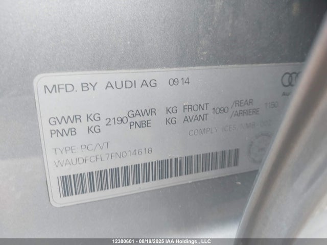 Audi flex fuel capable engine 2015 WAUDFCFL7FN014618 Image 9