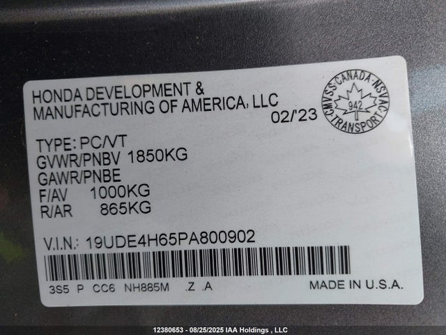 Acura l15ca 2023 19UDE4H65PA800902 Image 9