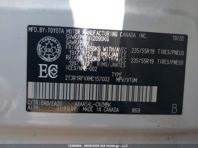 2T3R1RFVXMC157002 Toyota a25a-fks