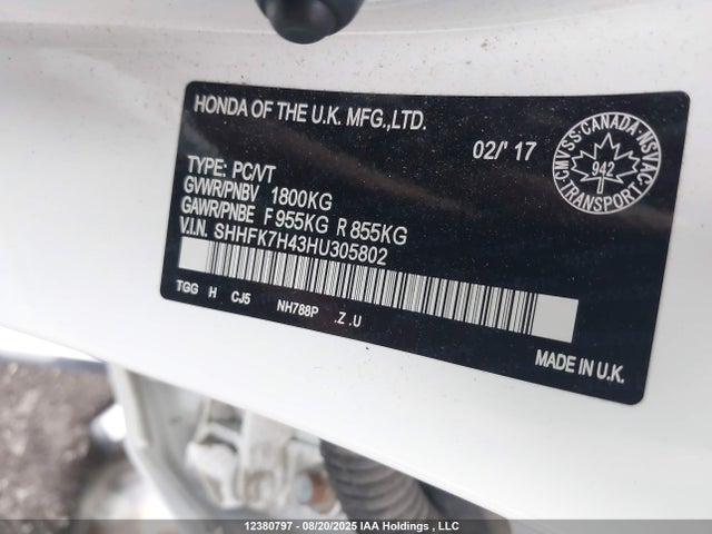 SHHFK7H43HU305802 Honda l15ba