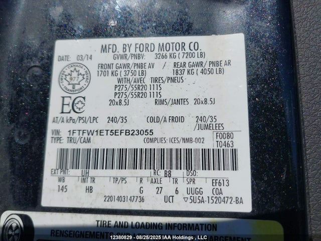 Ford F-150 2014 1FTFW1ET5EFB23055 Image 9