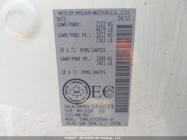 Nissan 2015 2015 5N1AT2MV4FC864033 Image 9