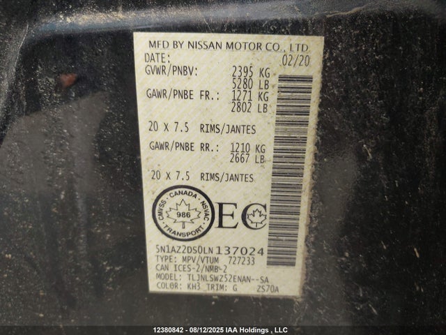 Nissan 2020 2020 5N1AZ2DS0LN137024 Image 9