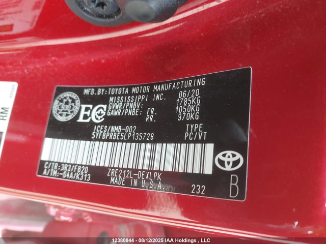 Toyota 2zr-fae 2020 5YFBPRBE5LP135728 Image 18