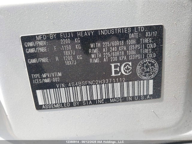 4S4BSFNC2H3371112 Subaru c0