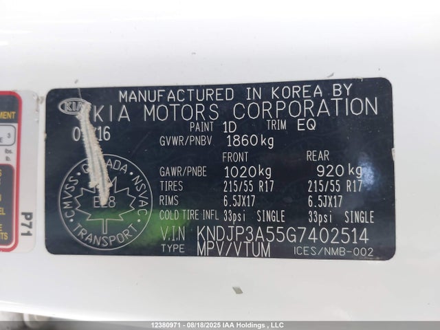 KNDJP3A55G7402514 KIA dohc gdi nu