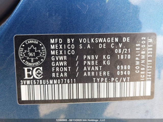 3VWE57BU5MM077611 Volkswagen tsi