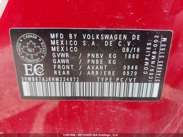 3VWB67AJ6HM224872 Volkswagen 1.4 tsi