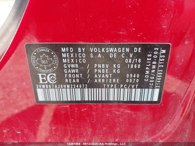 3VWB67AJ6HM224872 Volkswagen 1.4 tsi