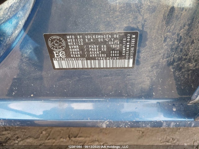 3VWE57BU8KM210696 Volkswagen 1.8 tsi