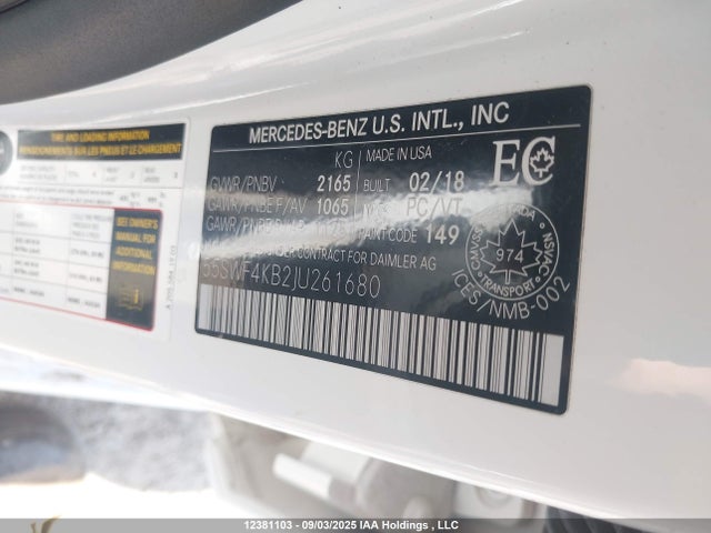 55SWF4KB2JU261680 Mercedes-Benz m274