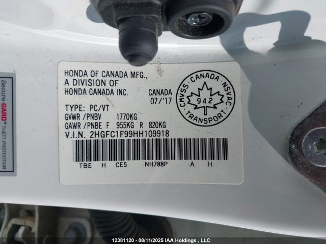 2HGFC1F99HH109918 Honda Civic