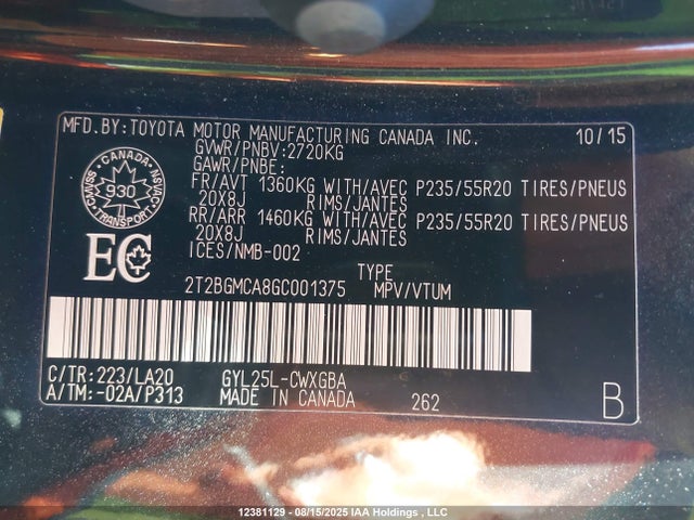 Lexus RX 2016 2T2BGMCA8GC001375 Image 9
