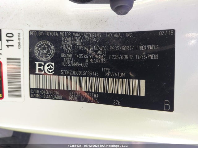 5TDKZ3DC9LS036145 Toyota 2gr-fks