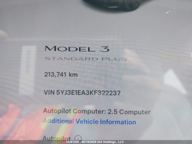 Tesla MODEL 3 2019 5YJ3E1EA3KF322237 Image 16