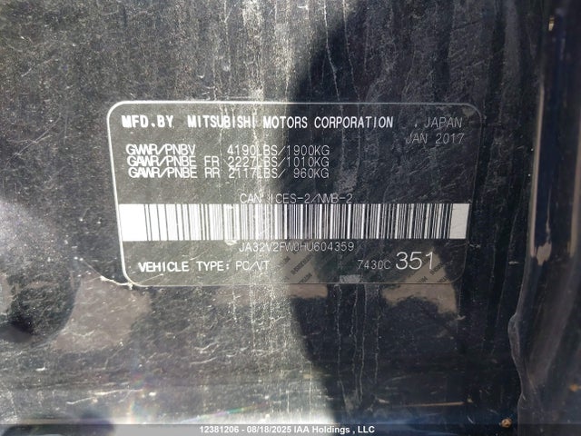 JA32V2FW0HU604359 Mitsubishi 2.4 dohc mivec