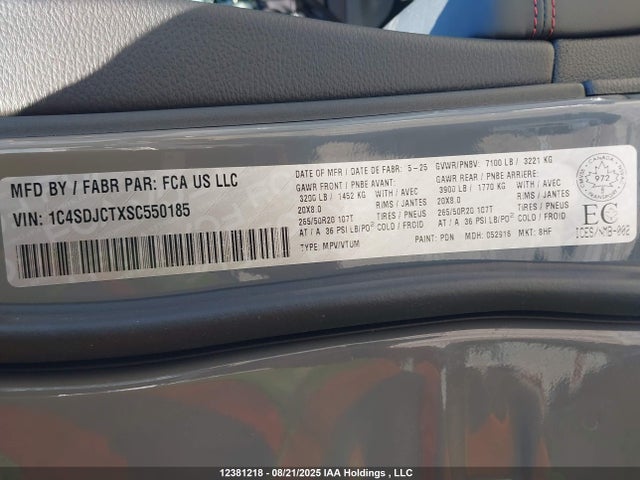 1C4SDJCTXSC550185 Dodge Durango