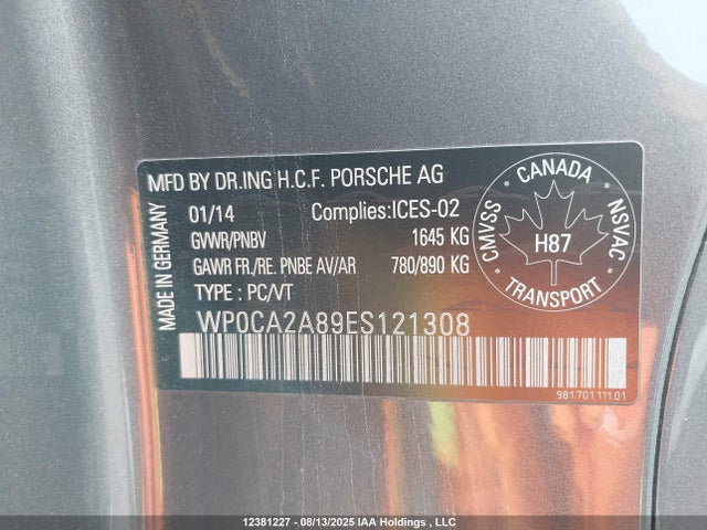 Porsche Boxster 2014 WP0CA2A89ES121308 Image 17
