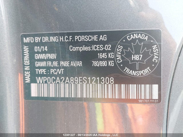 Porsche Boxster 2014 WP0CA2A89ES121308 Image 9