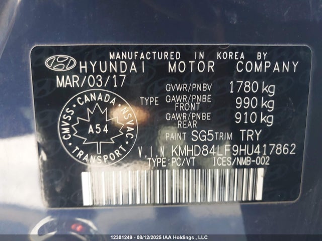 KMHD84LF9HU417862 Hyundai Elantra