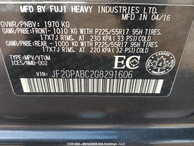 JF2GPABC2G8291606 Subaru naturally aspirated