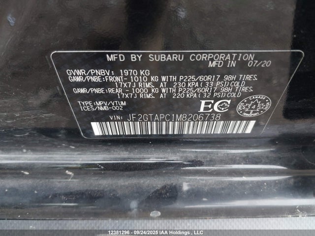 Aukcja sprzedaży 2021 Subaru Crosstrek Premium, vin: JF2GTAPC1M8206738, numer aukcji: 12381296