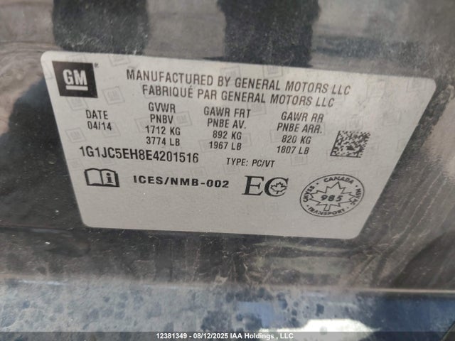 1G1JC5EH8E4201516 Chevrolet luw